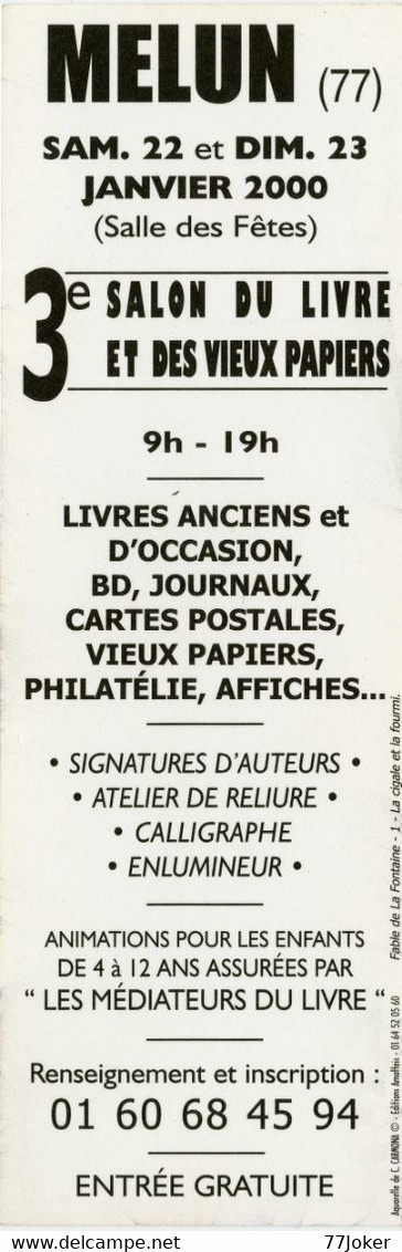 Marques Pages / Signets / Bookmark : Thème Les Fables De La Fontaine - 3e Salon Du Livre De Melun - Segnalibri