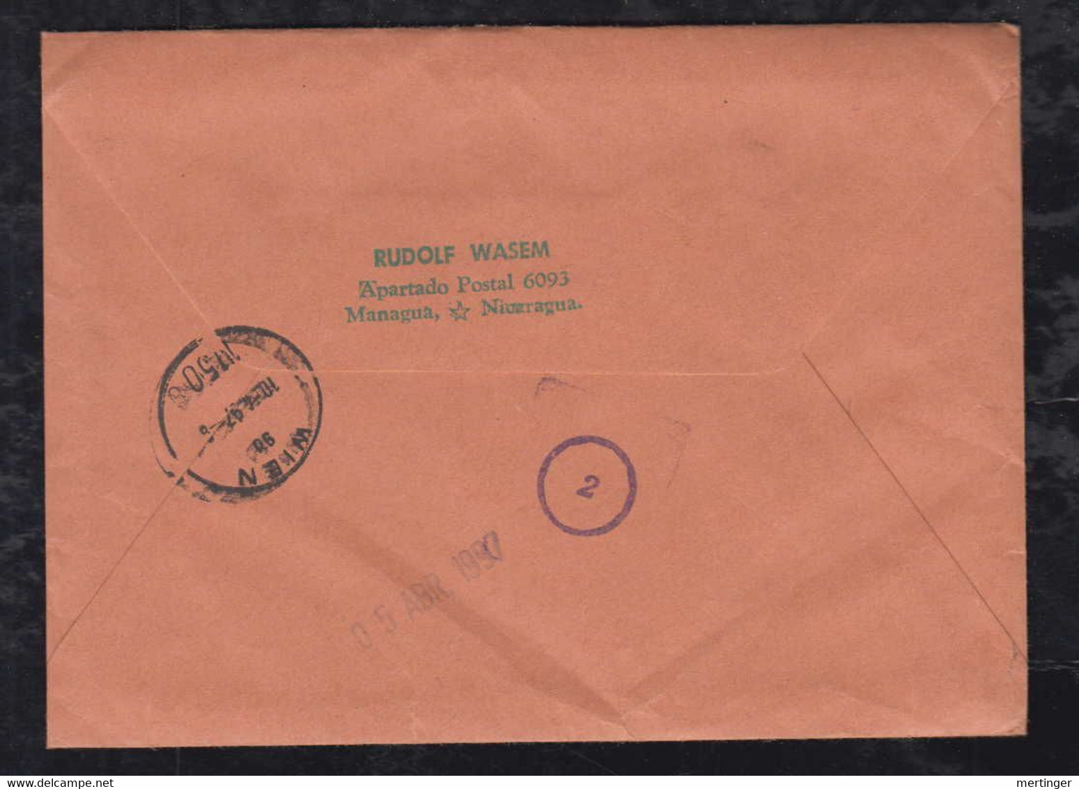 Nicaragua 1997 Registered Cover MANAGUA To VIENNA Austria Child Care Stamps - Nicaragua