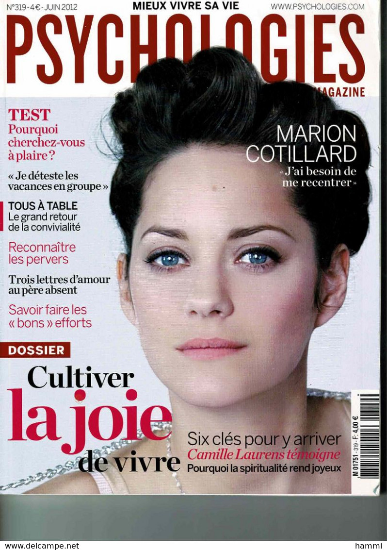 N°319 Juin 12 PSYCHOLOGIES Marion Cotillard  Achat Immédiat - Médecine & Santé