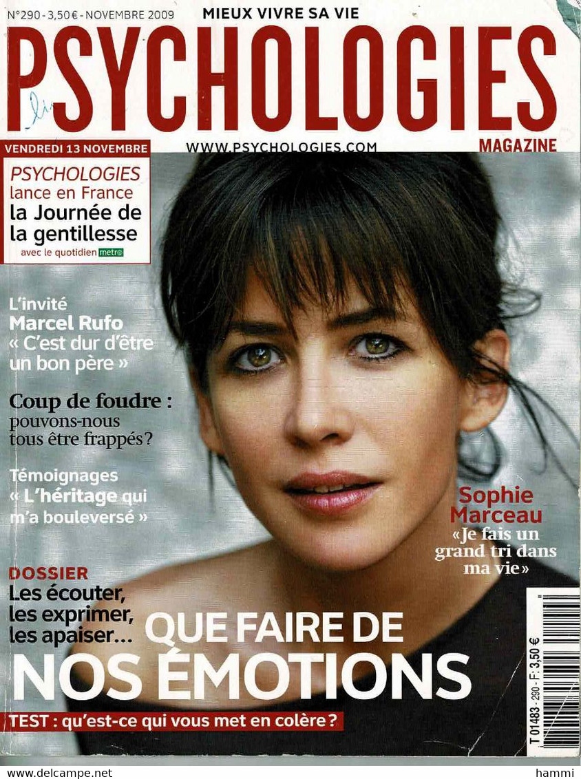 N°290 Novembre 2009 PSYCHOLOGIES Sophie Marceau  Achat Immédiat - Medicina & Salud