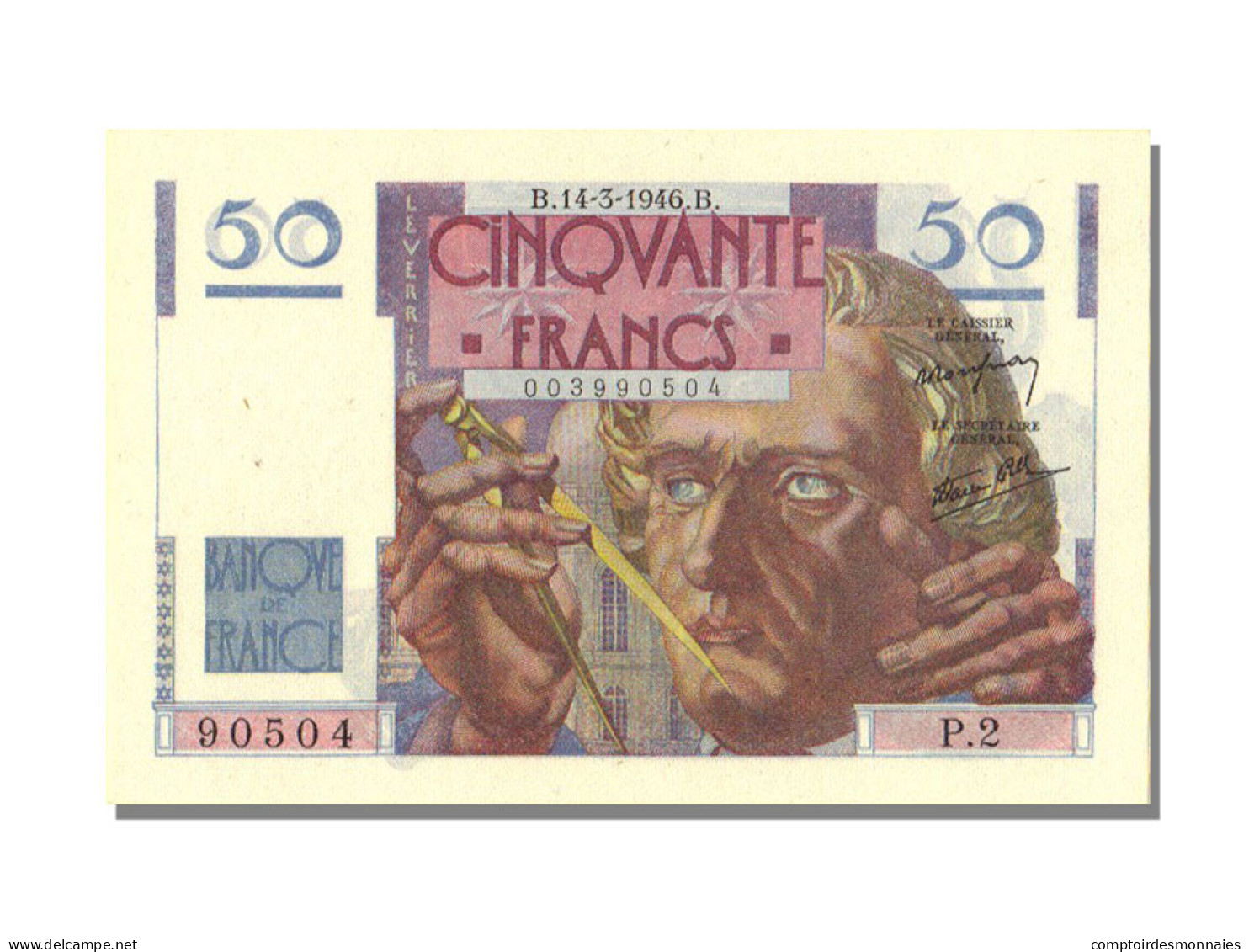 Billet, France, 50 Francs, 50 F 1946-1951 ''Le Verrier'', 1946, 1946-03-14, SPL - 50 F 1946-1951 ''Le Verrier''