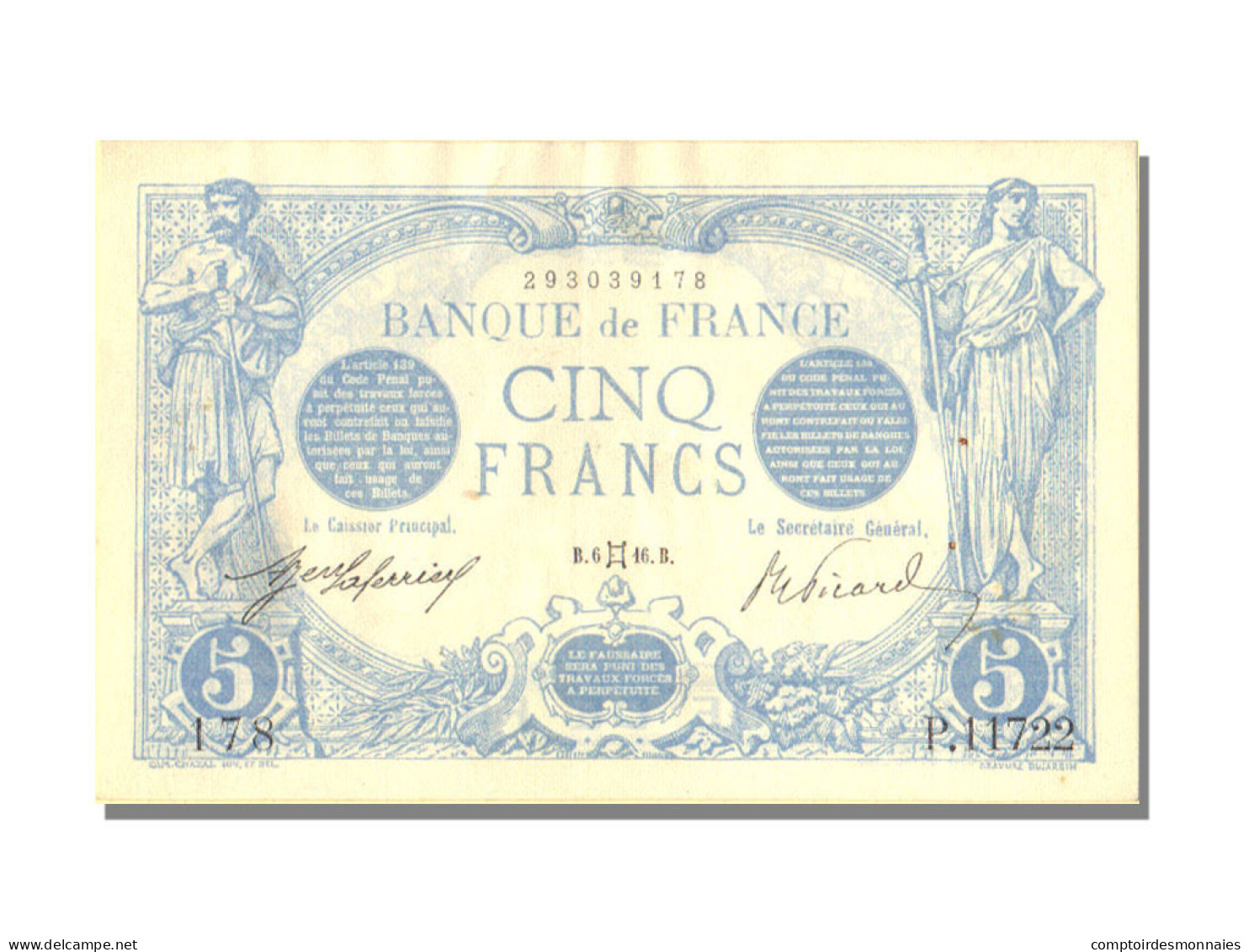 5 Francs Bleu Type 1905 - 5 F 1912-1917 ''Bleu''