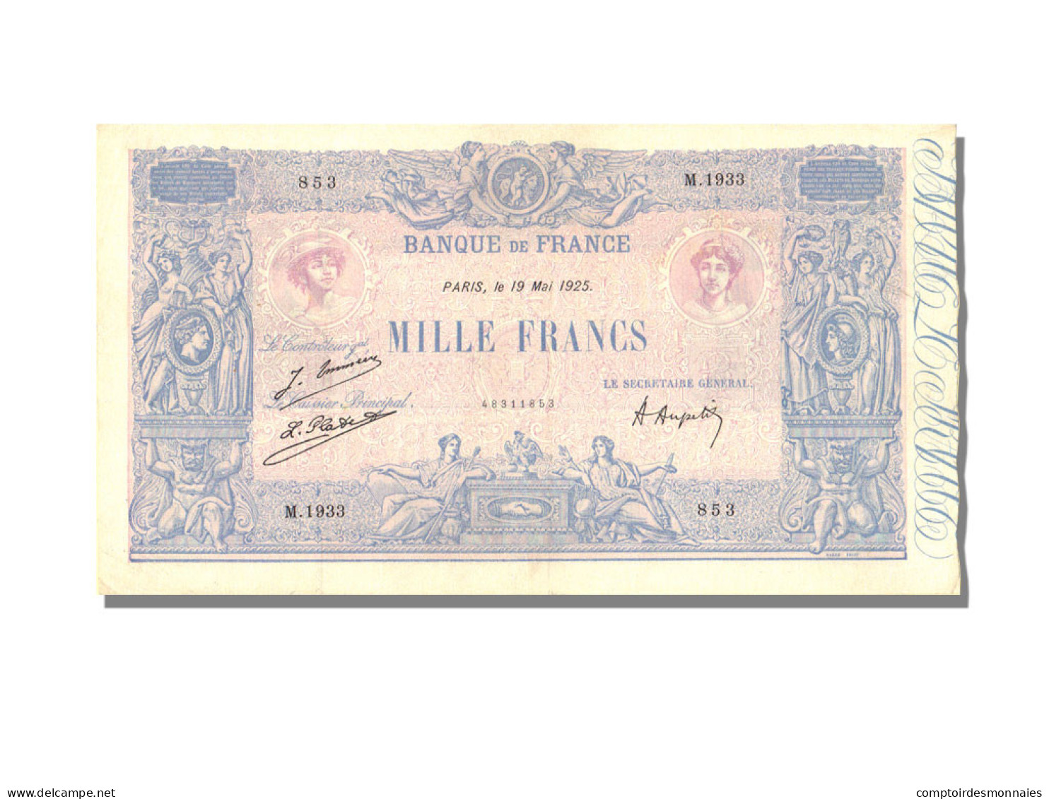 Billet, France, 1000 Francs, 1 000 F 1889-1926 ''Bleu Et Rose'', 1925 - 1 000 F 1889-1926 ''Bleu Et Rose''