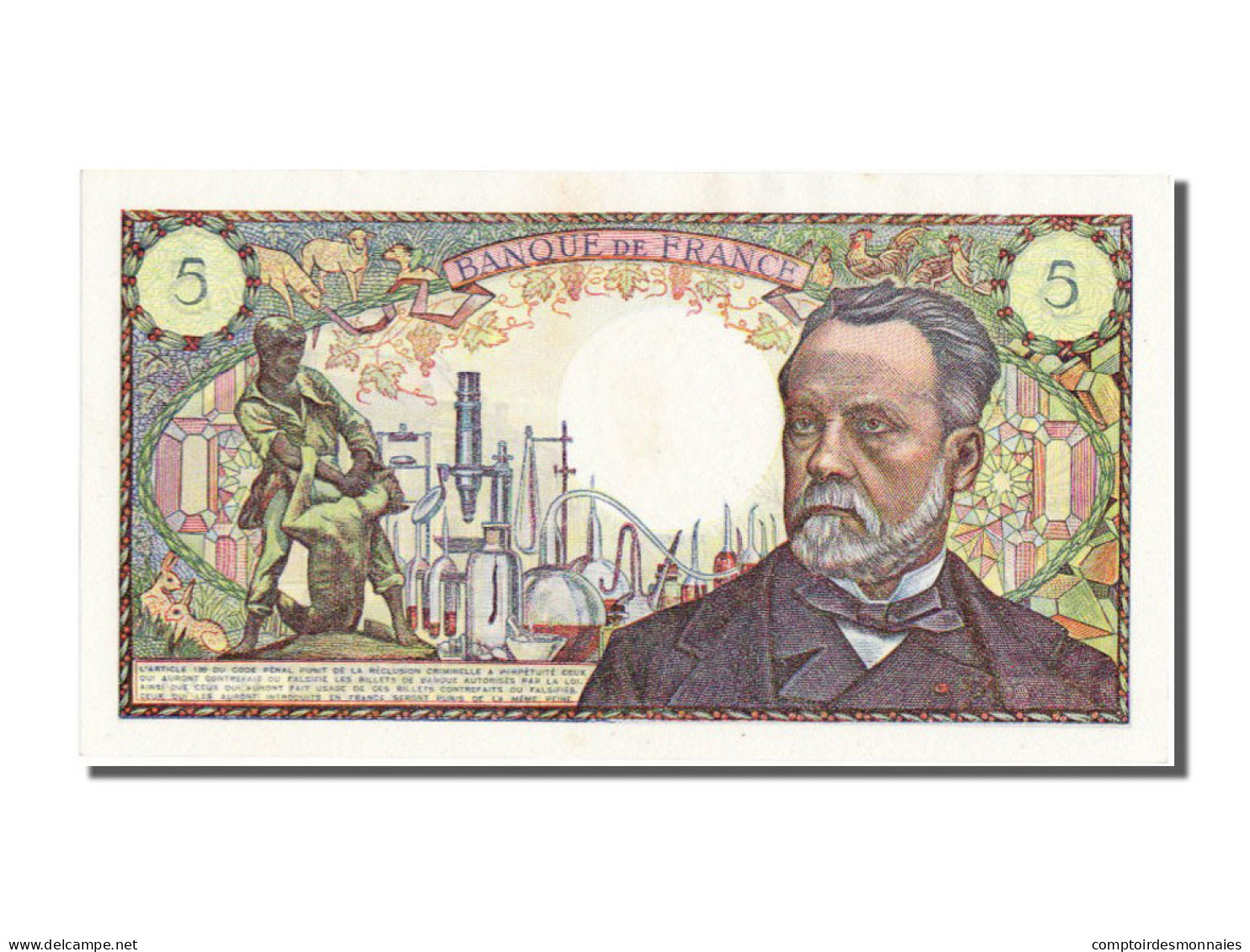 Billet, France, 5 Francs, 5 F 1966-1970 ''Pasteur'', 1970, 1970-01-08, SUP - 5 F 1966-1970 ''Pasteur''