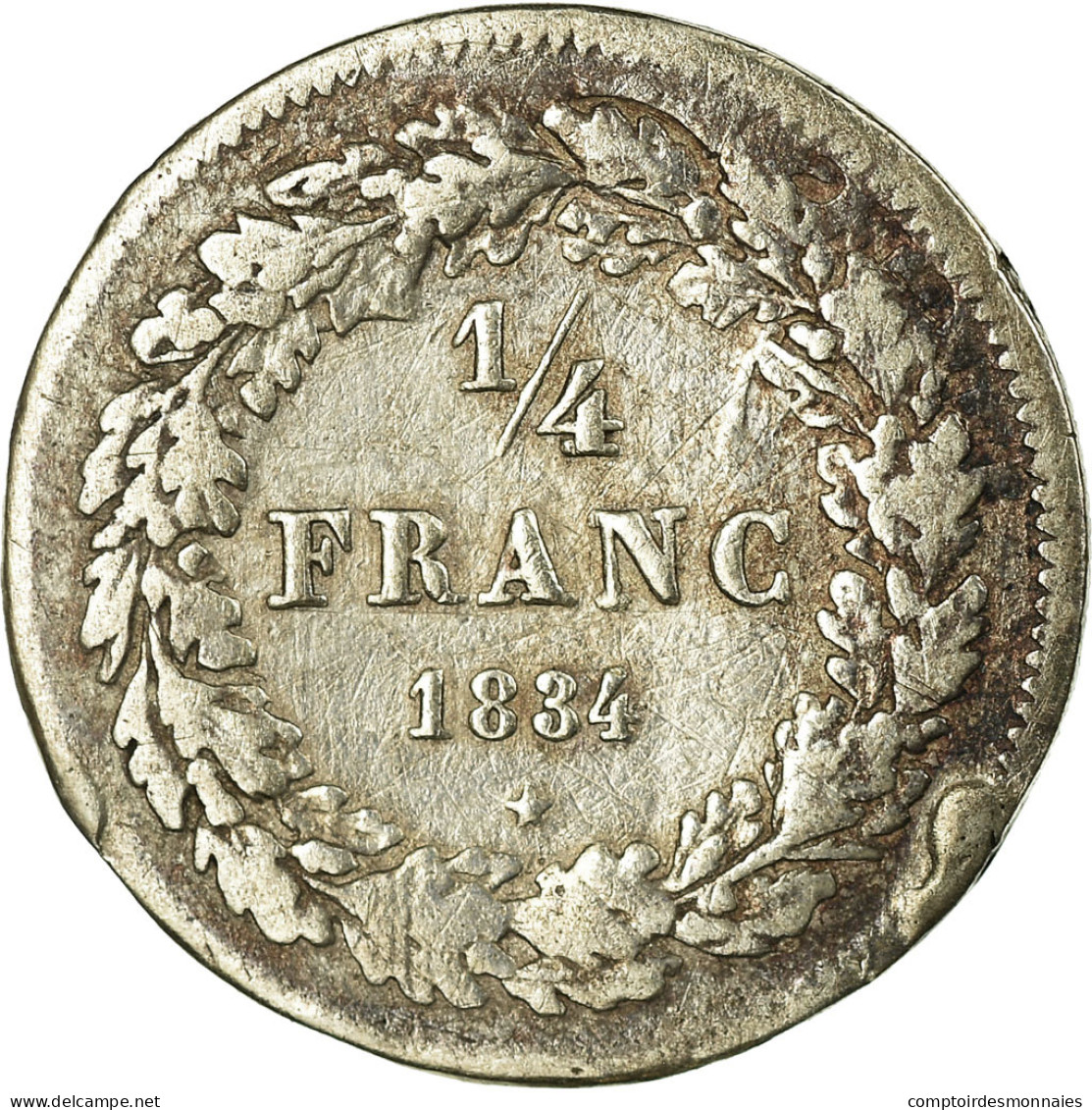 Monnaie, Belgique, Leopold I, 1/4 Franc, 1834, TB+, Argent - 1/4 Franc