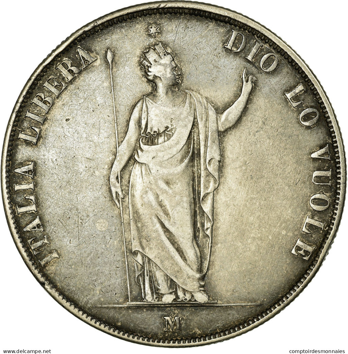 Monnaie, États Italiens, LOMBARDY-VENETIA, 5 Lire, 1848, Milan, TB+, Argent - Lombardo-Veneto