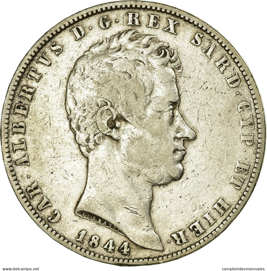 Monnaie, États Italiens, SARDINIA, Carlo Alberto, 5 Lire, 1844, Torino, TTB - Italian Piedmont-Sardinia-Savoie