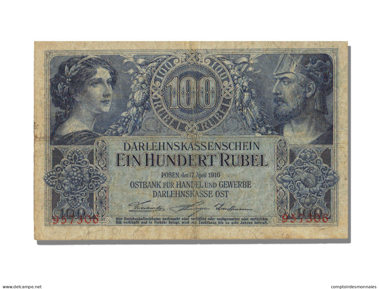 Billet, Allemagne, 100 Rubel, 1916, 1916-04-17, TB+ - Otros & Sin Clasificación