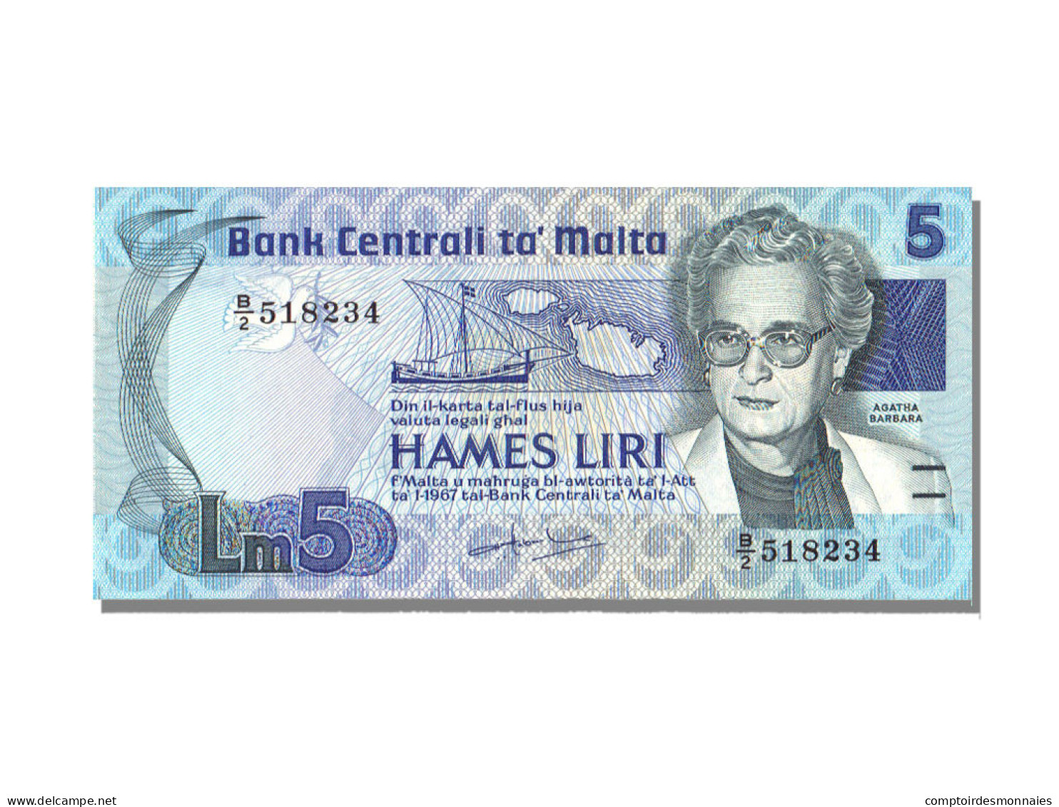 Billet, Malte, 5 Liri, NEUF - Malte