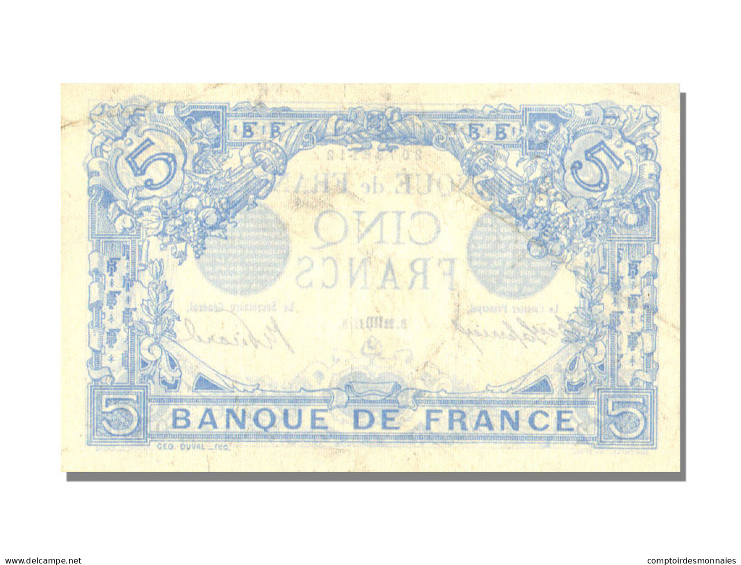 Billet, France, 5 Francs, 5 F 1912-1917 ''Bleu'', 1912, 1912-08-22, SUP+ - 5 F 1912-1917 ''Bleu''