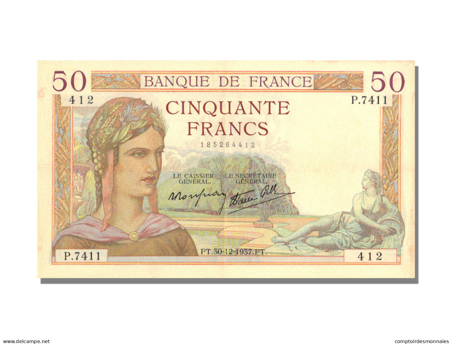 Billet, France, 50 Francs, 50 F 1934-1940 ''Cérès'', 1937, 1937-12-30, SUP+ - 50 F 1934-1940 ''Cérès''