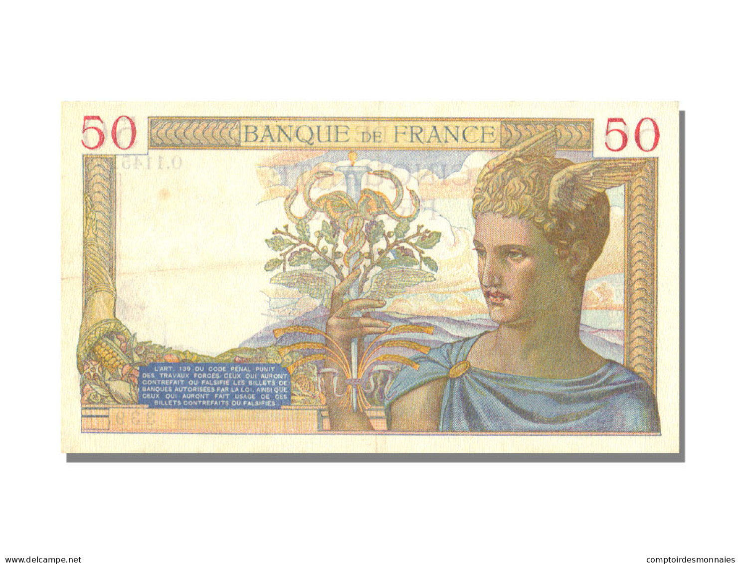 Billet, France, 50 Francs, 50 F 1934-1940 ''Cérès'', 1939, 1939-11-09, SUP+ - 50 F 1934-1940 ''Cérès''