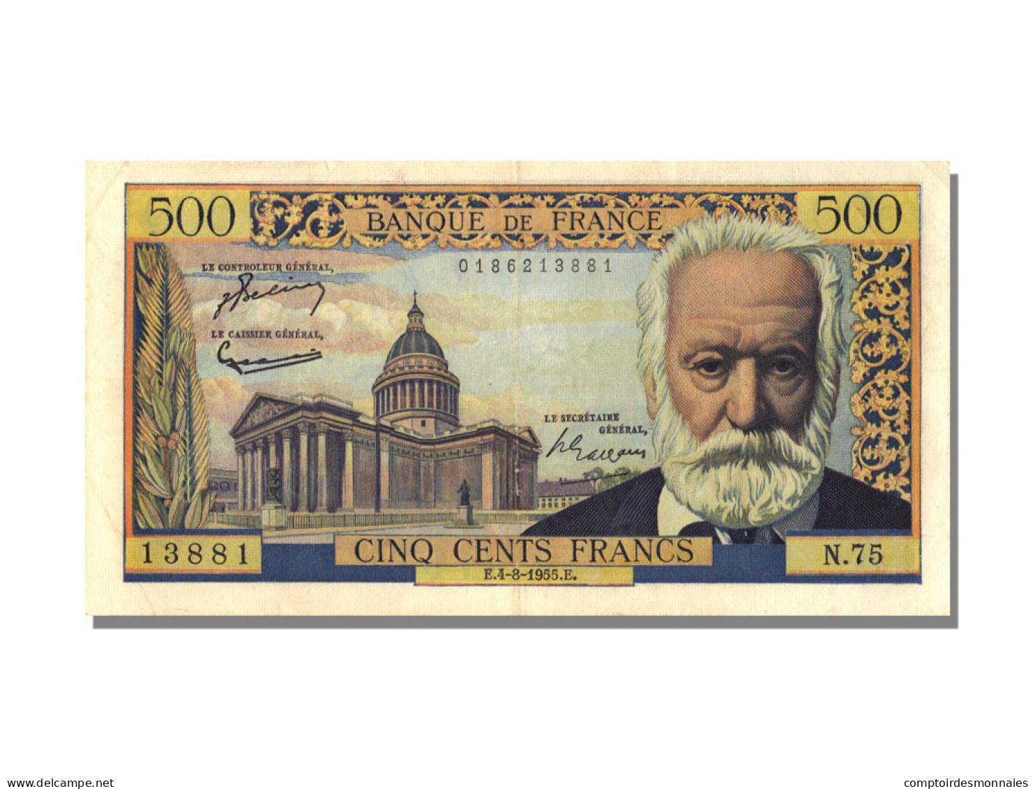 Billet, France, 500 Francs, 500 F 1954-1958 ''Victor Hugo'', 1955, 1955-08-04 - 500 F 1954-1958 ''Victor Hugo''