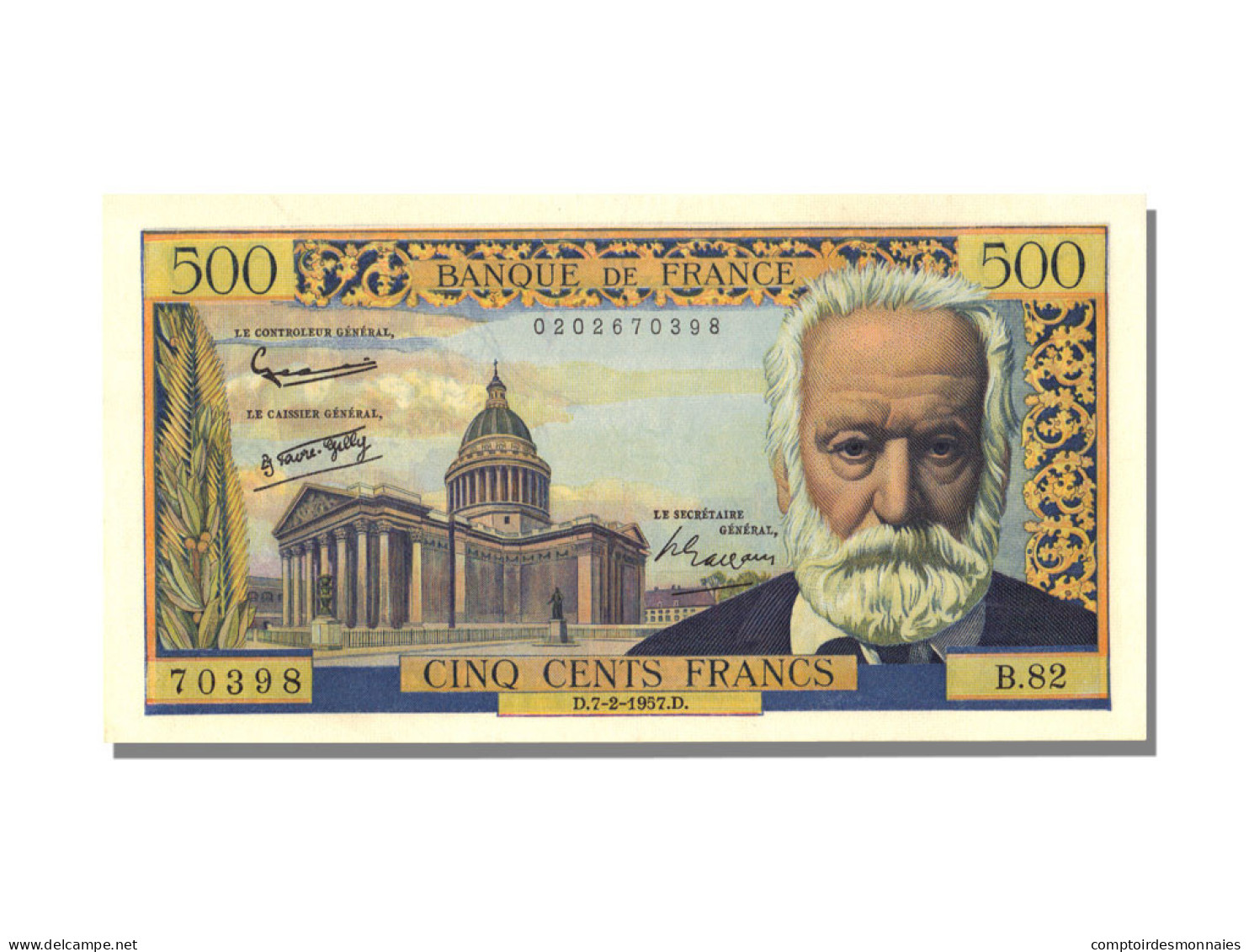 Billet, France, 500 Francs, 500 F 1954-1958 ''Victor Hugo'', 1957, 1957-02-07 - 500 F 1954-1958 ''Victor Hugo''