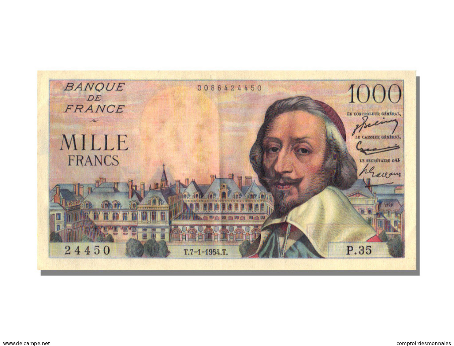Billet, France, 1000 Francs, 1 000 F 1953-1957 ''Richelieu'', 1954, 1954-01-07 - 1 000 F 1953-1957 ''Richelieu''