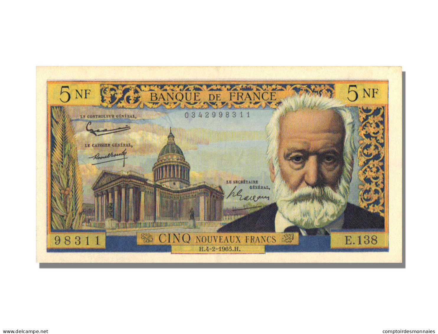 Billet, France, 5 Nouveaux Francs, 5 NF 1959-1965 ''Victor Hugo'', 1965 - 5 NF 1959-1965 ''Victor Hugo''