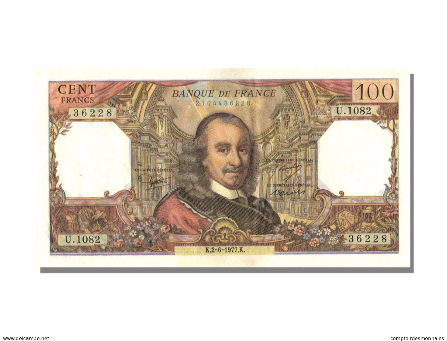 Billet, France, 100 Francs, 100 F 1964-1979 ''Corneille'', 1977, 1977-06-02 - 100 F 1964-1979 ''Corneille''