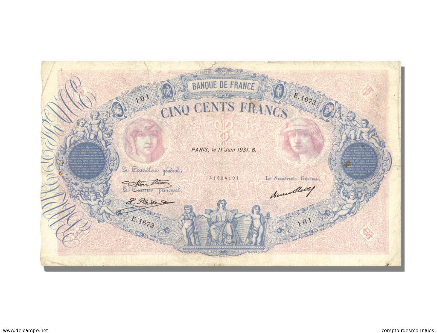 Billet, France, 500 Francs, 500 F 1888-1940 ''Bleu Et Rose'', 1931, 1931-06-11 - 500 F 1888-1940 ''Bleu Et Rose''