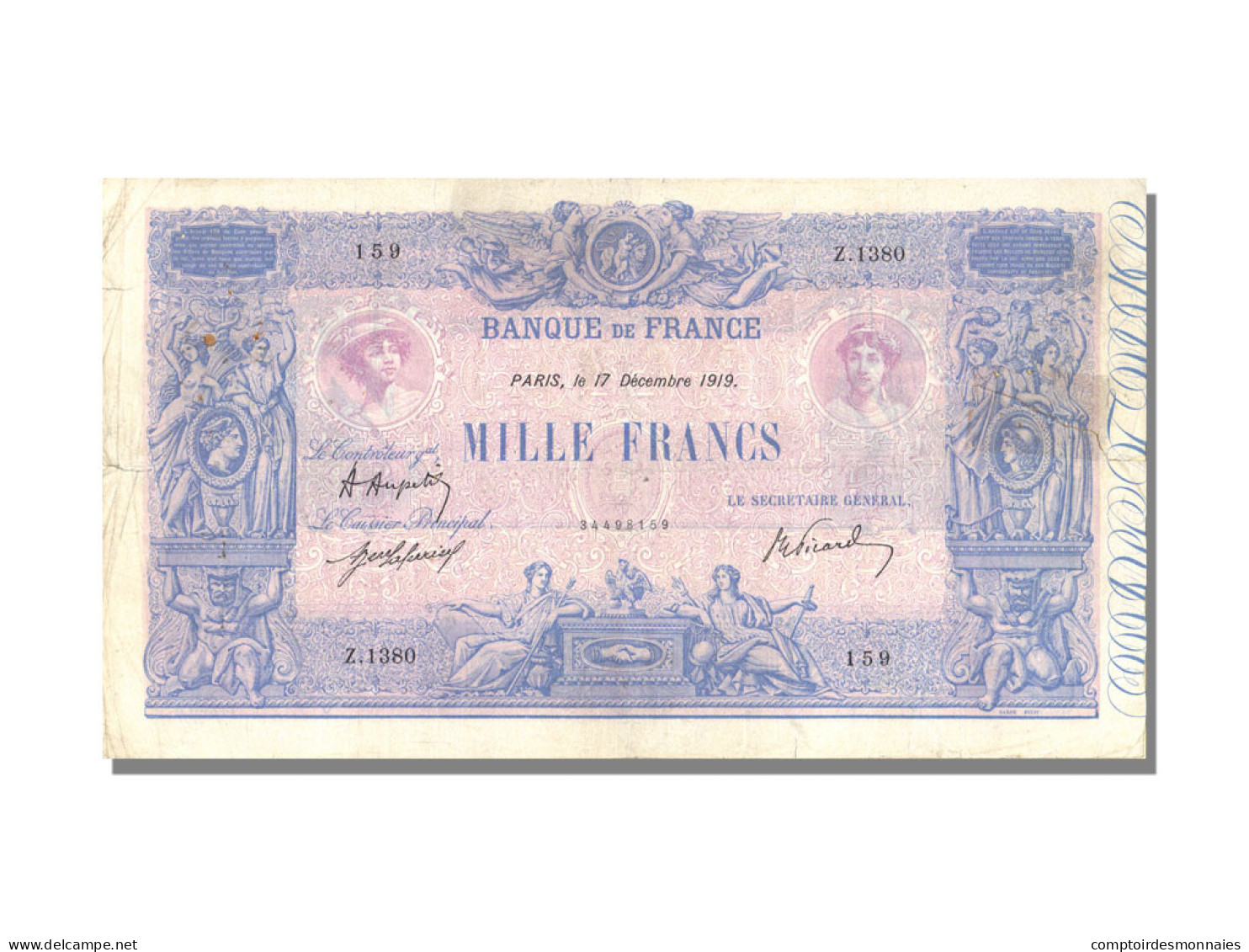 Billet, France, 1000 Francs, 1 000 F 1889-1926 ''Bleu Et Rose'', 1919 - 1 000 F 1889-1926 ''Bleu Et Rose''