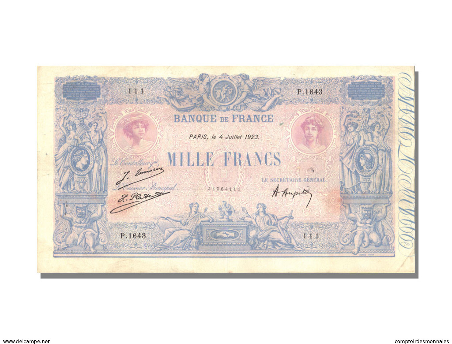 Billet, France, 1000 Francs, 1 000 F 1889-1926 ''Bleu Et Rose'', 1923 - 1 000 F 1889-1926 ''Bleu Et Rose''