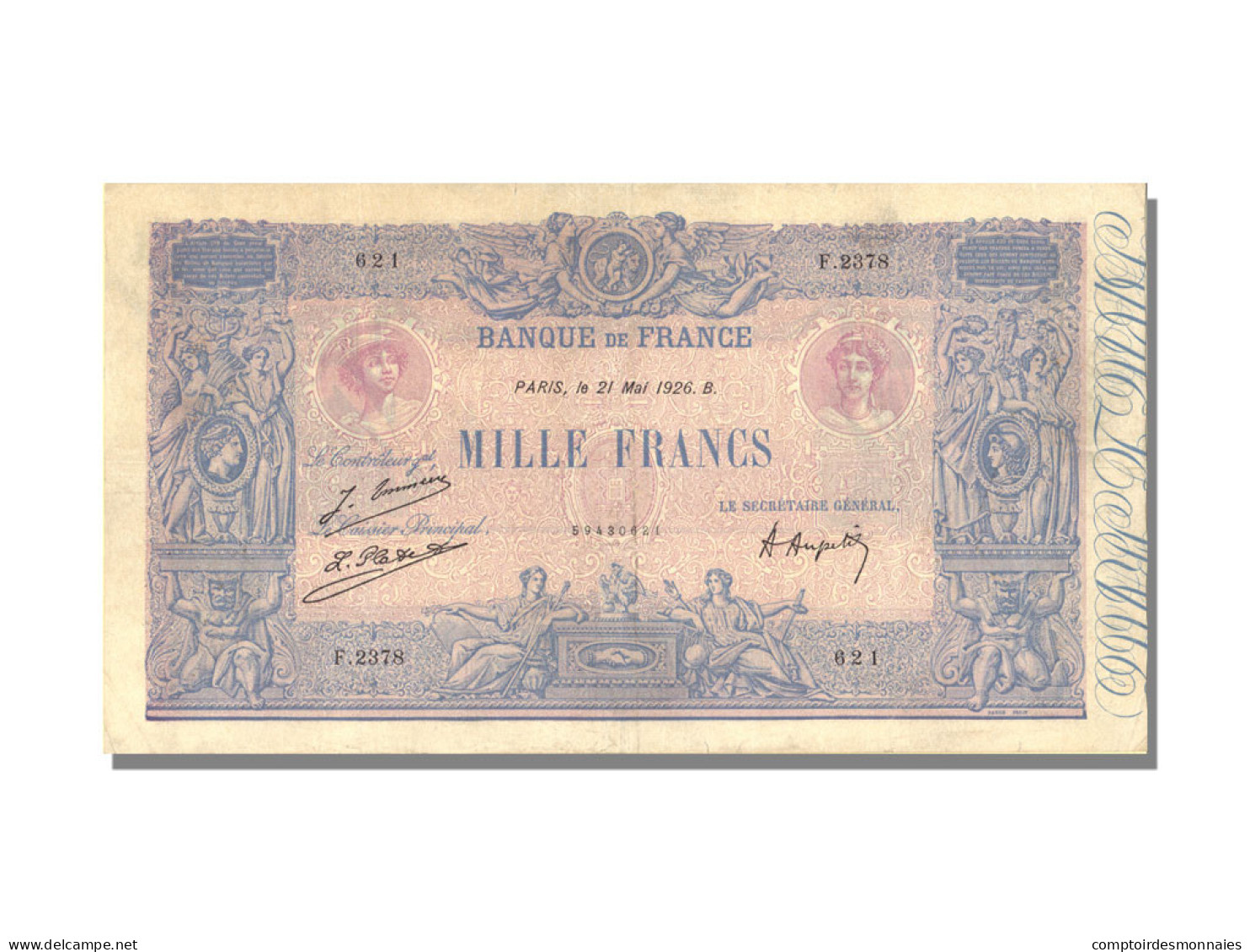 Billet, France, 1000 Francs, 1 000 F 1889-1926 ''Bleu Et Rose'', 1926 - 1 000 F 1889-1926 ''Bleu Et Rose''