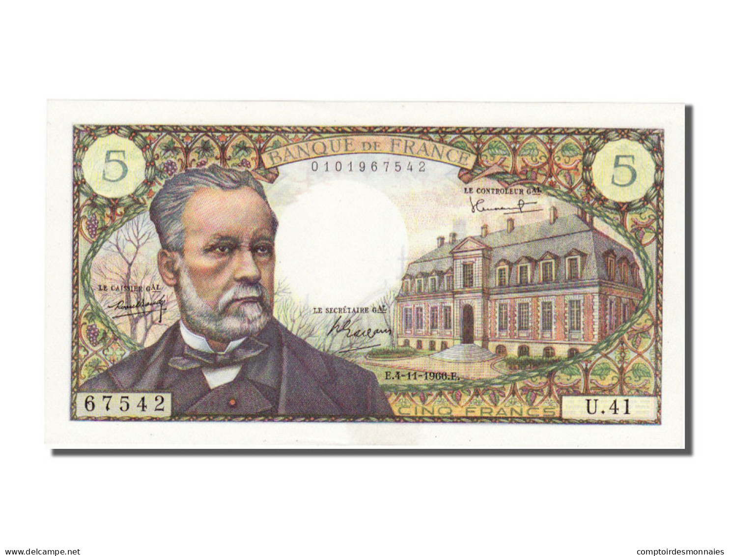 Billet, France, 5 Francs, 5 F 1966-1970 ''Pasteur'', 1966, 1966-11-04, SUP - 5 F 1966-1970 ''Pasteur''