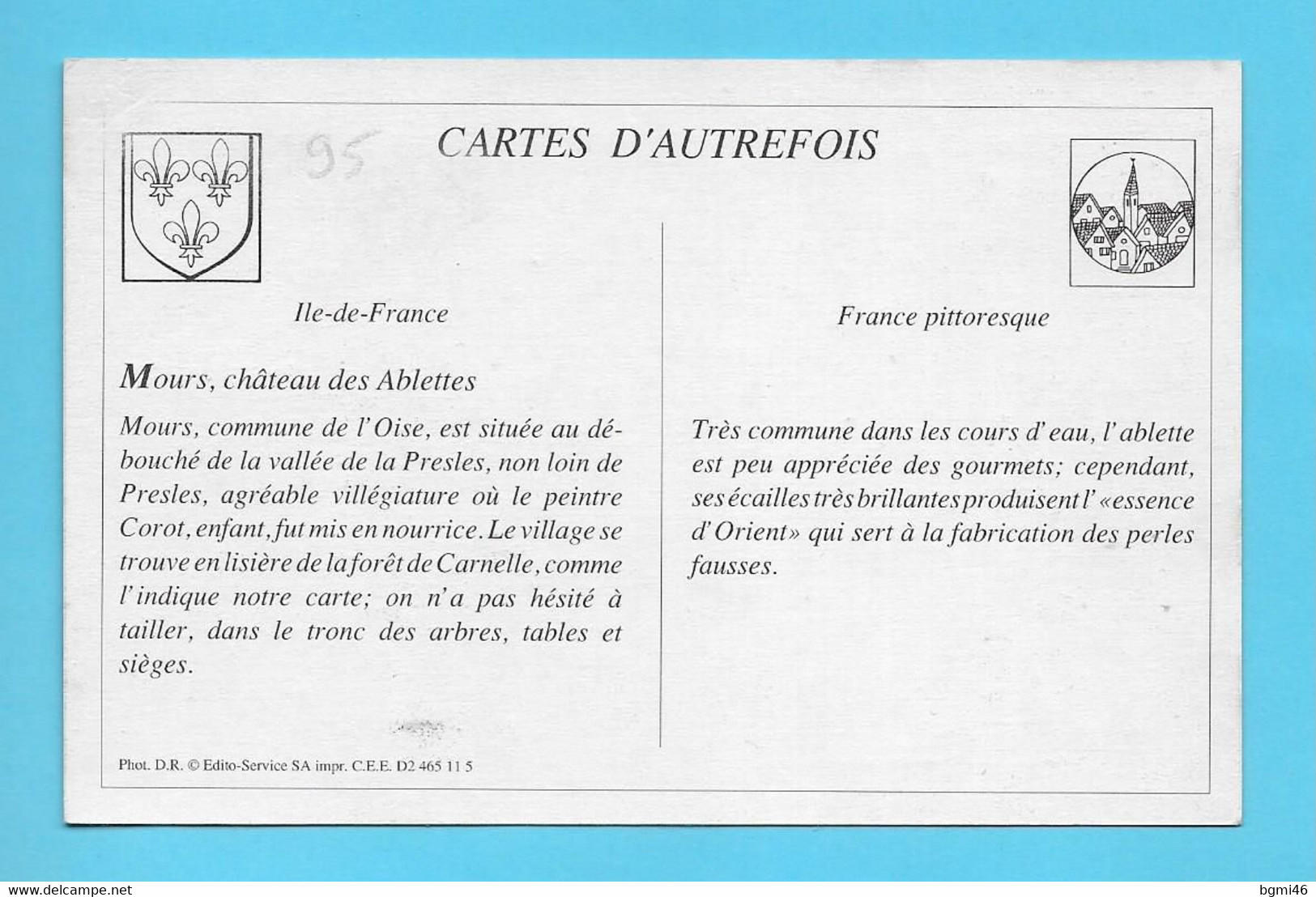 CPA..dépt 95..REPRODUCTION : MOURS  :  Château Des Ablettes  : Voir 2 Scans - Mours