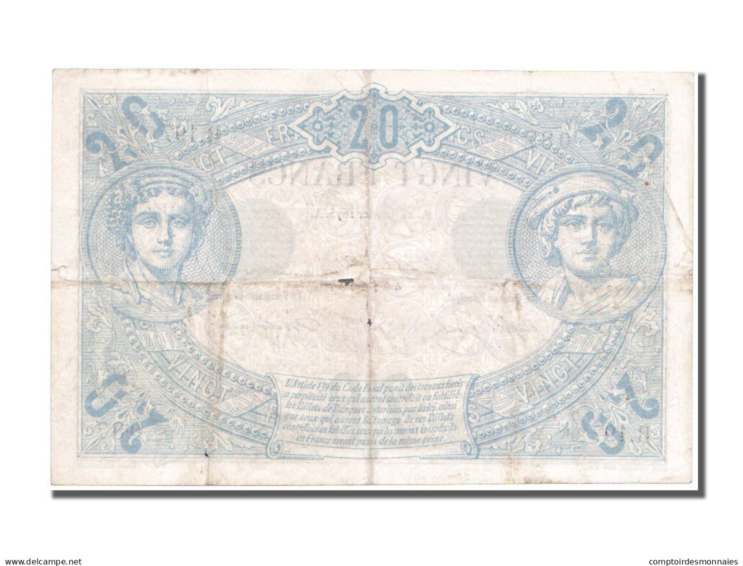 Billet, France, 20 Francs, 20 F 1874-1905 ''Noir'', 1875, 1875-01-22, TTB - 20 F 1874-1905 ''Noir''