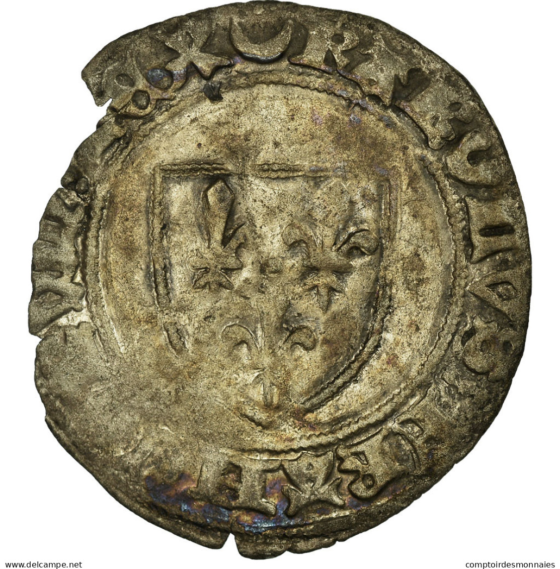 Monnaie, France, Blanc, Châlons-en-Champagne, TB, Billon, Duplessy:478 - 1422-1461 Carlo VII Il Vittorioso