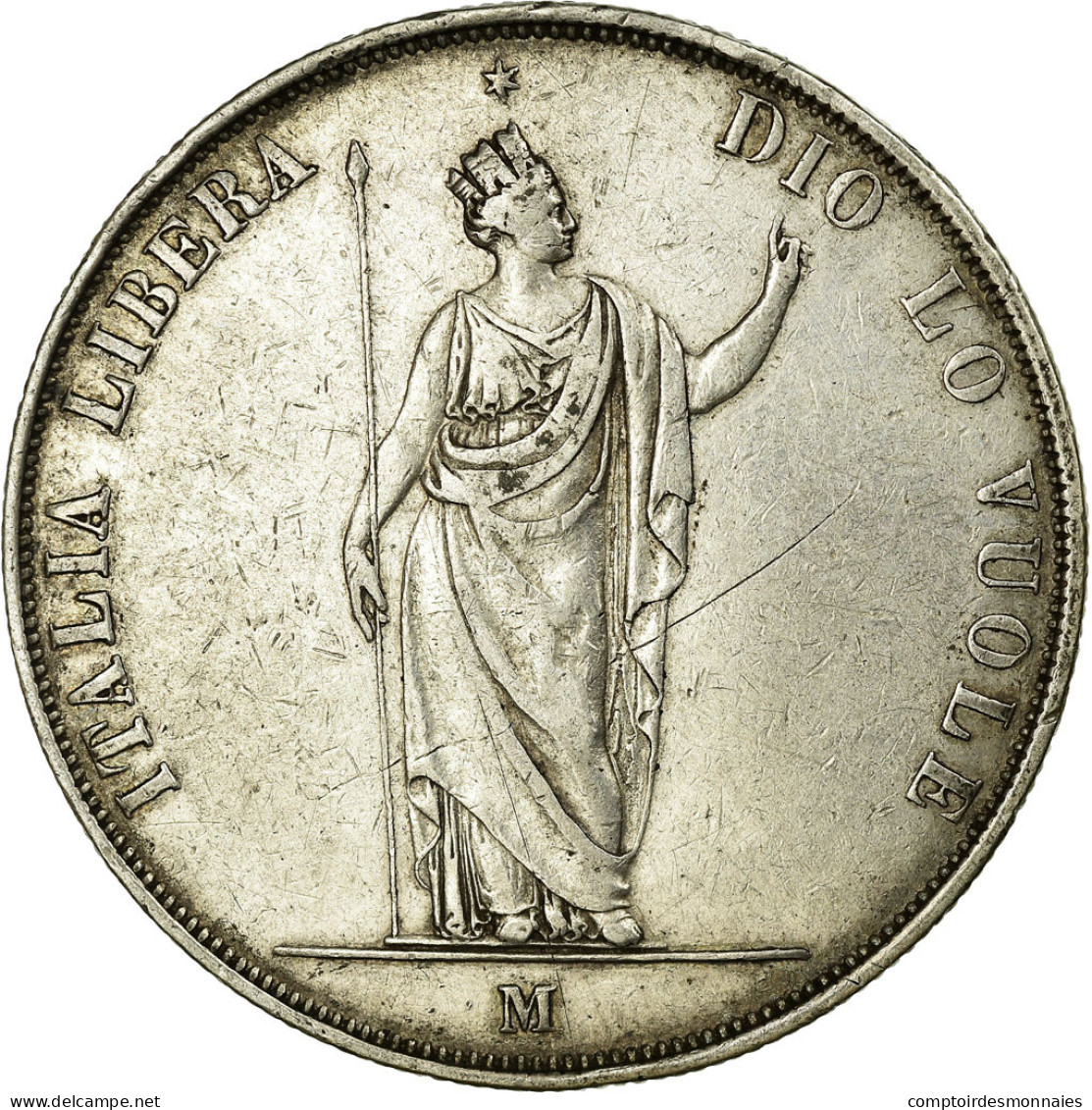 Monnaie, États Italiens, LOMBARDY-VENETIA, 5 Lire, 1848, Milan, TTB, Argent - Lombardo-Veneto