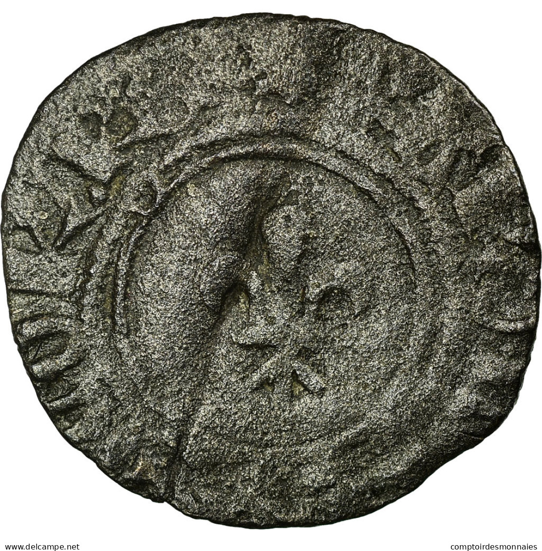 Monnaie, France, Denier Tournois, Troyes, TB, Billon, Duplessy:402A - 1380-1422 Charles VI Le Fol