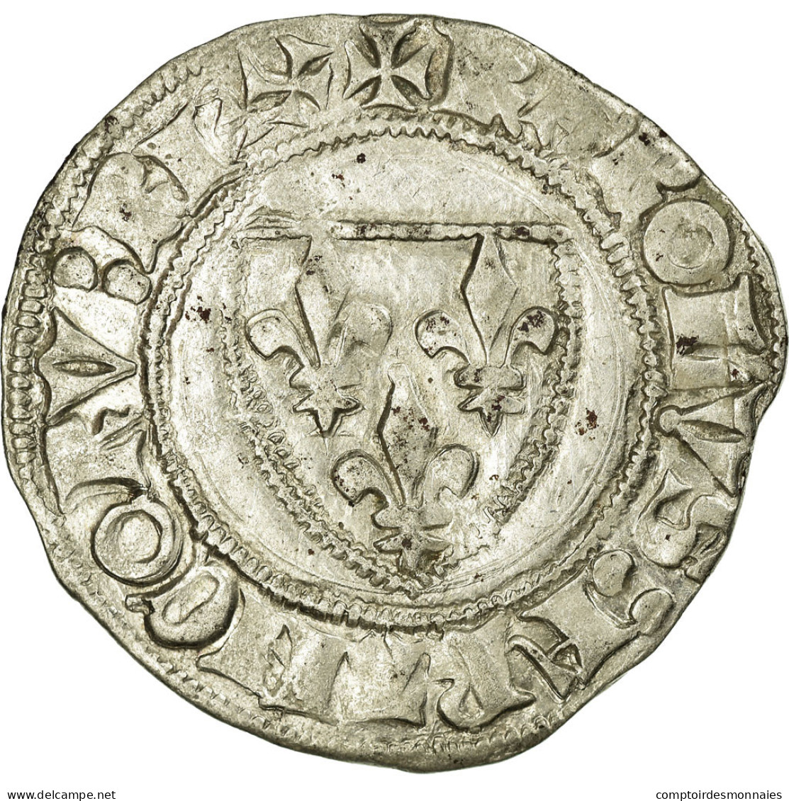 Monnaie, France, Blanc, Tours, TTB+, Billon, Duplessy:377A - 1380-1422 Charles VI The Beloved