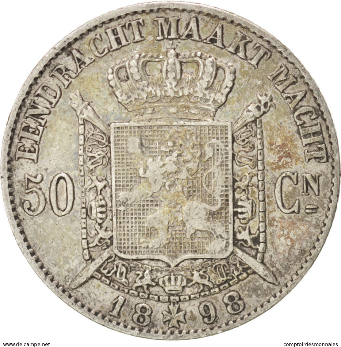 Monnaie, Belgique, Leopold II, 50 Centimes, 1898, TTB, Argent, KM:27 - 50 Cents