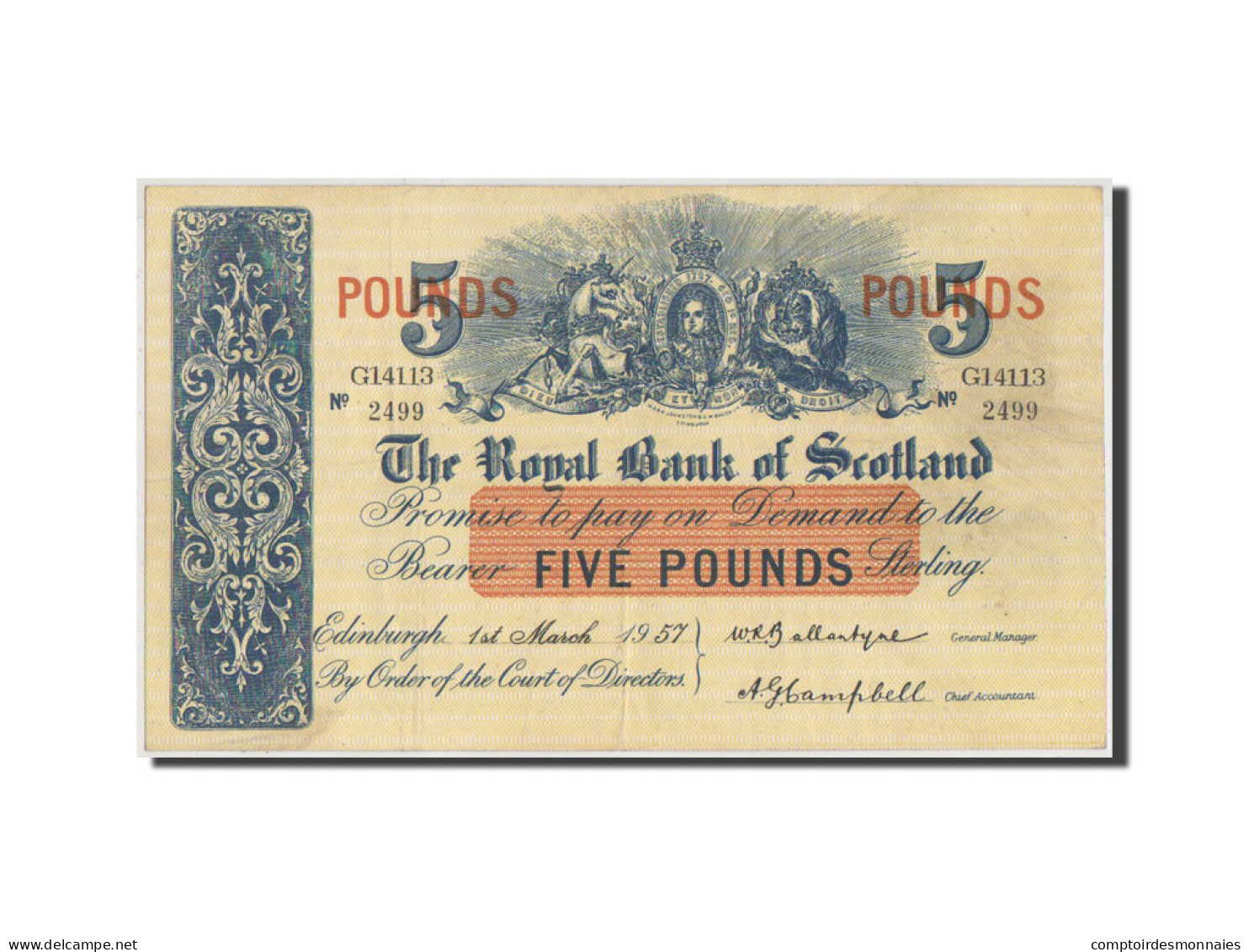 Billet, Scotland, 5 Pounds, 1957, TTB+ - 5 Pounds