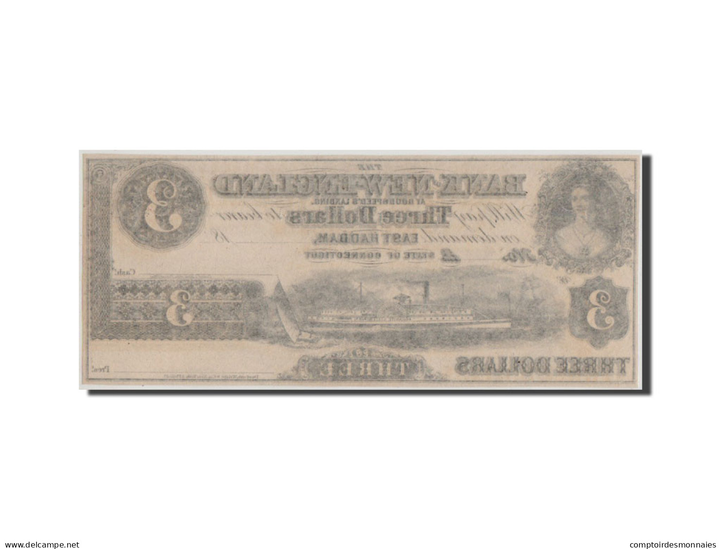 Billet, États-Unis, 3 Dollars, SUP+ - Connecticut