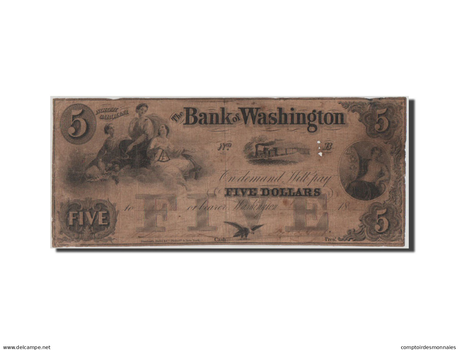 Etats-Unis, Obsolètes, North Carolina, Bank Of Washington, 5 Dollars 18__ - North Carolina