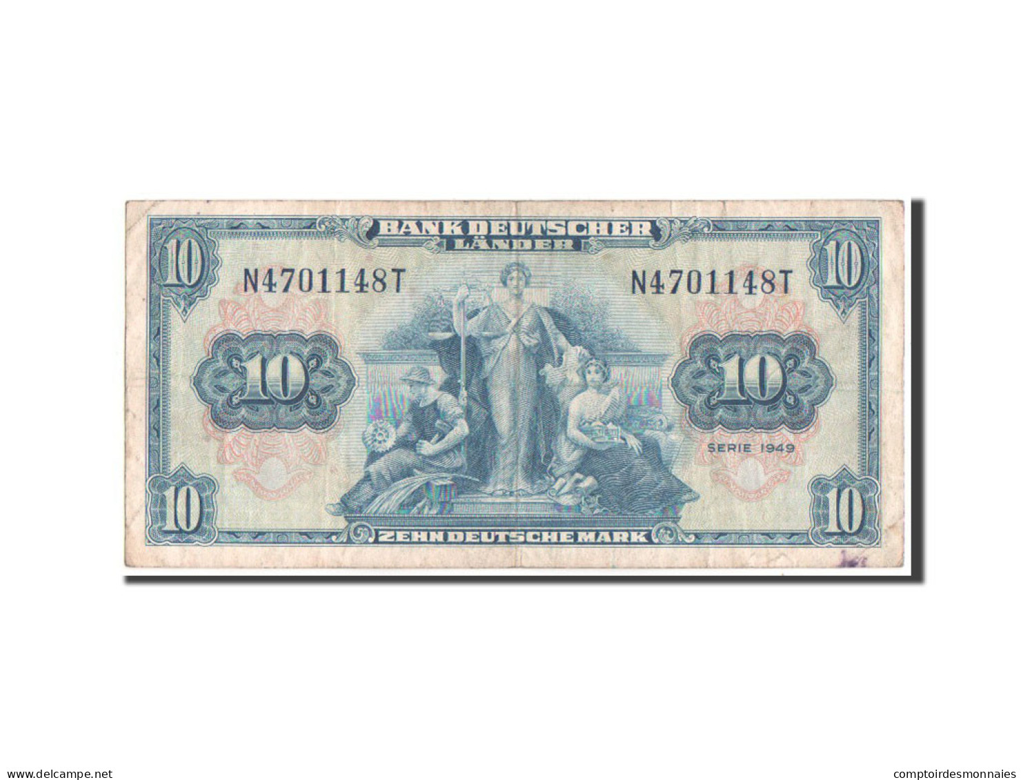 Billet, République Fédérale Allemande, 10 Deutsche Mark, 1949, TB+ - 10 Deutsche Mark