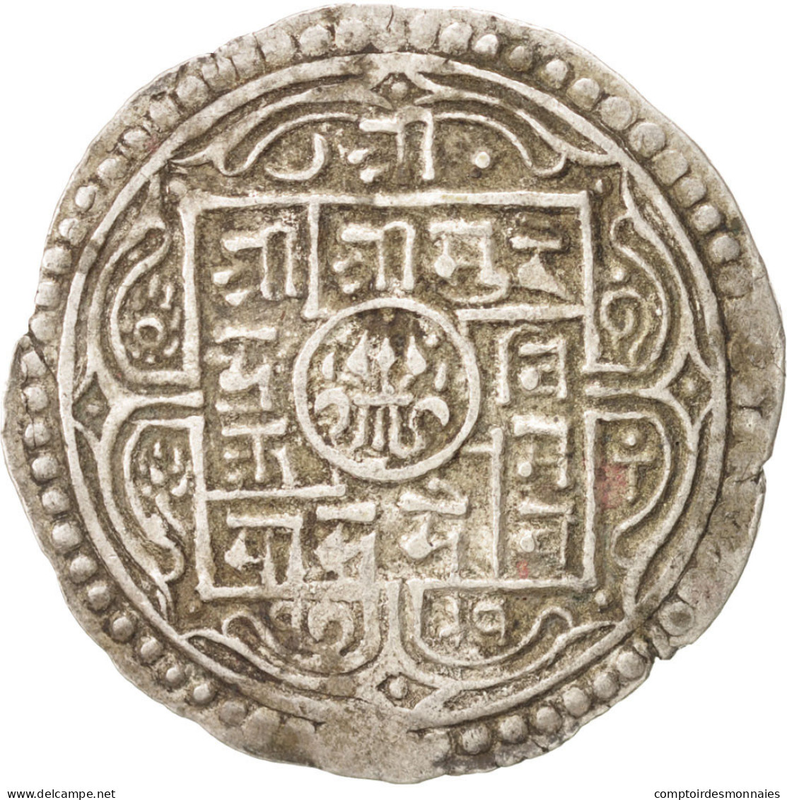 Monnaie, Népal, SHAH DYNASTY, Surendra Vikrama, Mohar, 1869, TTB, Argent - Nepal