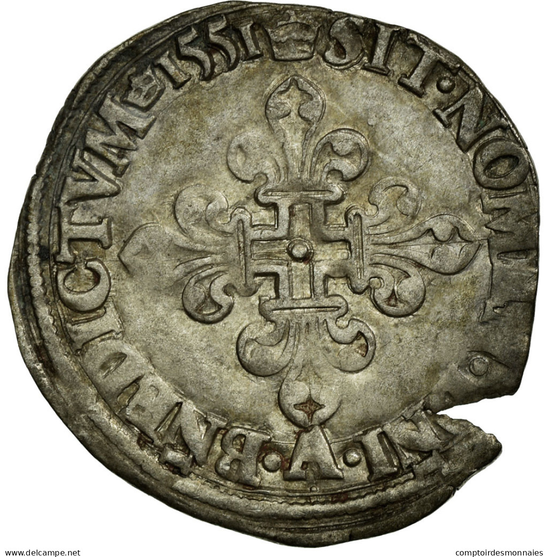 Monnaie, France, Demi Gros De Nesle, 1551, Paris, TTB, Argent, Ciani:1303 - 1547-1559 Henri II