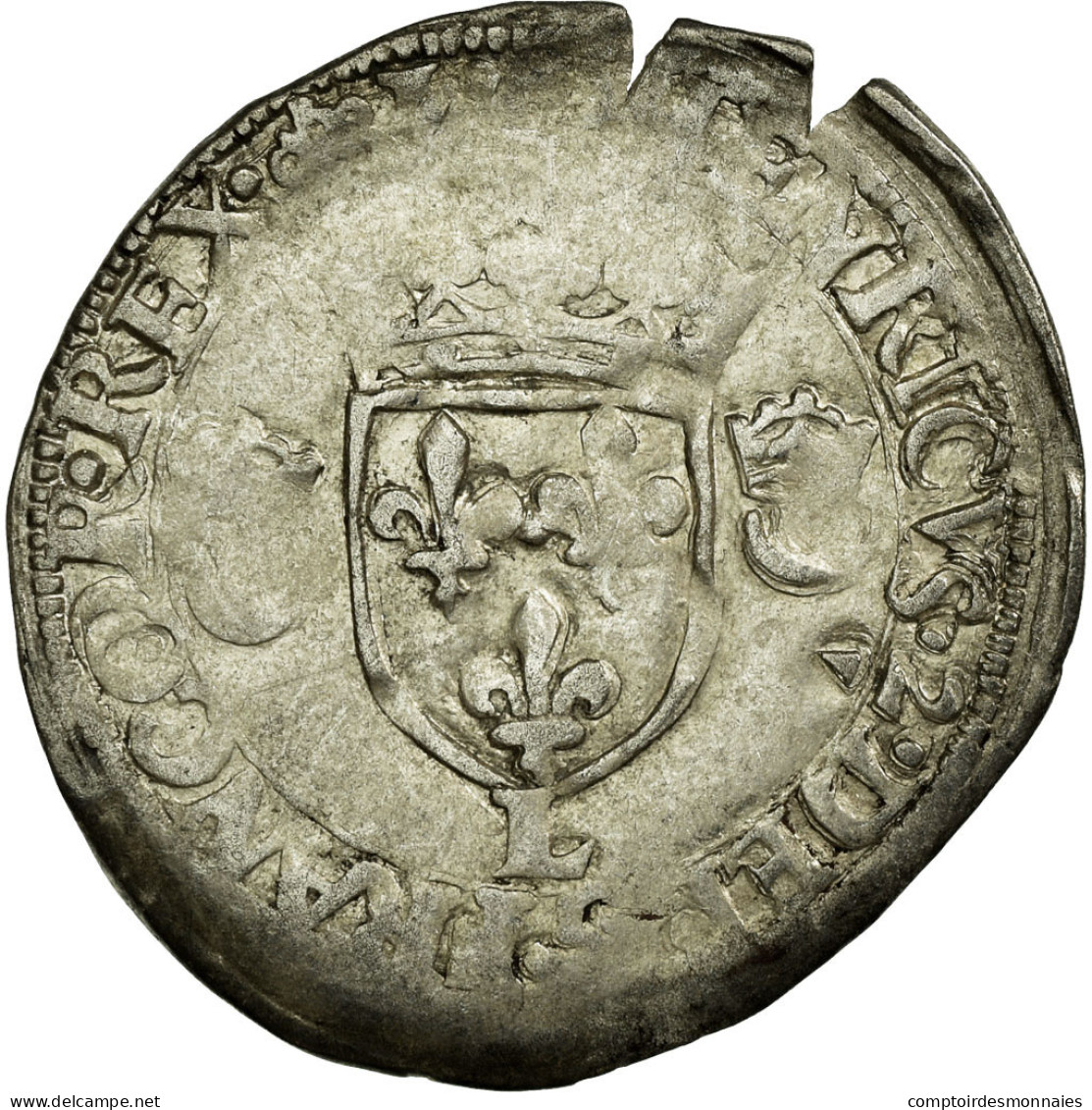 Monnaie, France, Douzain Aux Croissants, 1550, Bayonne, TB, Argent, Ciani:1305 - 1547-1559 Henry II