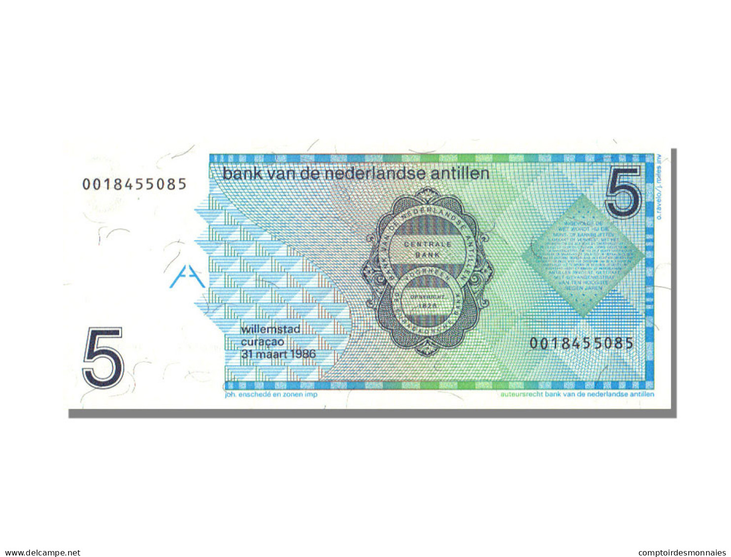 Billet, Netherlands Antilles, 5 Gulden, 1986, 1986-03-31, KM:22a, NEUF - Aruba (1986-...)