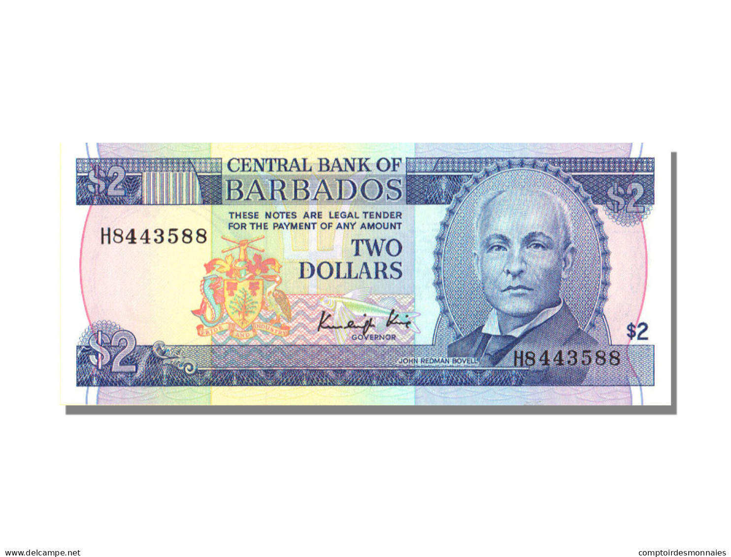 Billet, Barbados, 2 Dollars, KM:36, NEUF - Barbados (Barbuda)