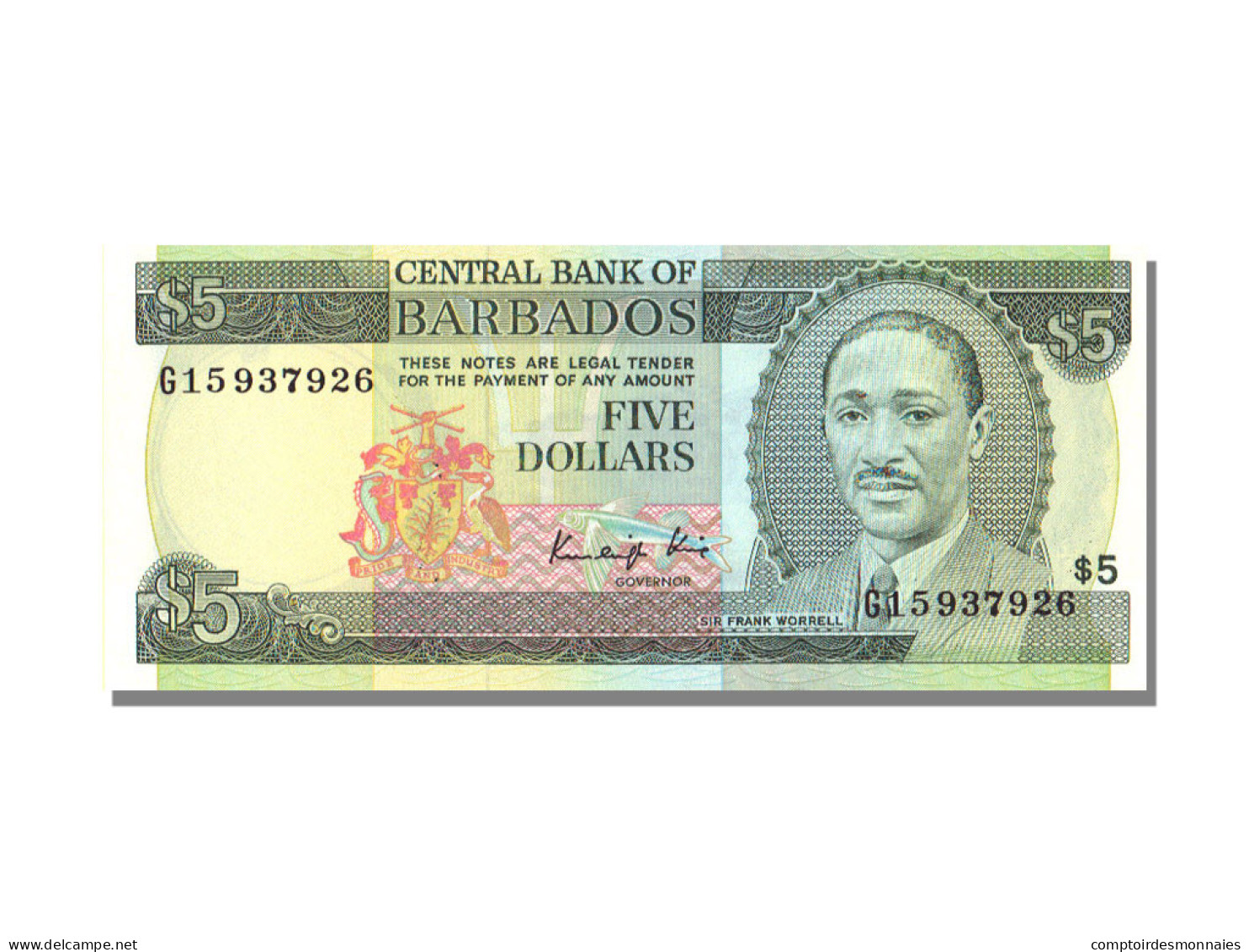 Billet, Barbados, 5 Dollars, NEUF - Barbados (Barbuda)