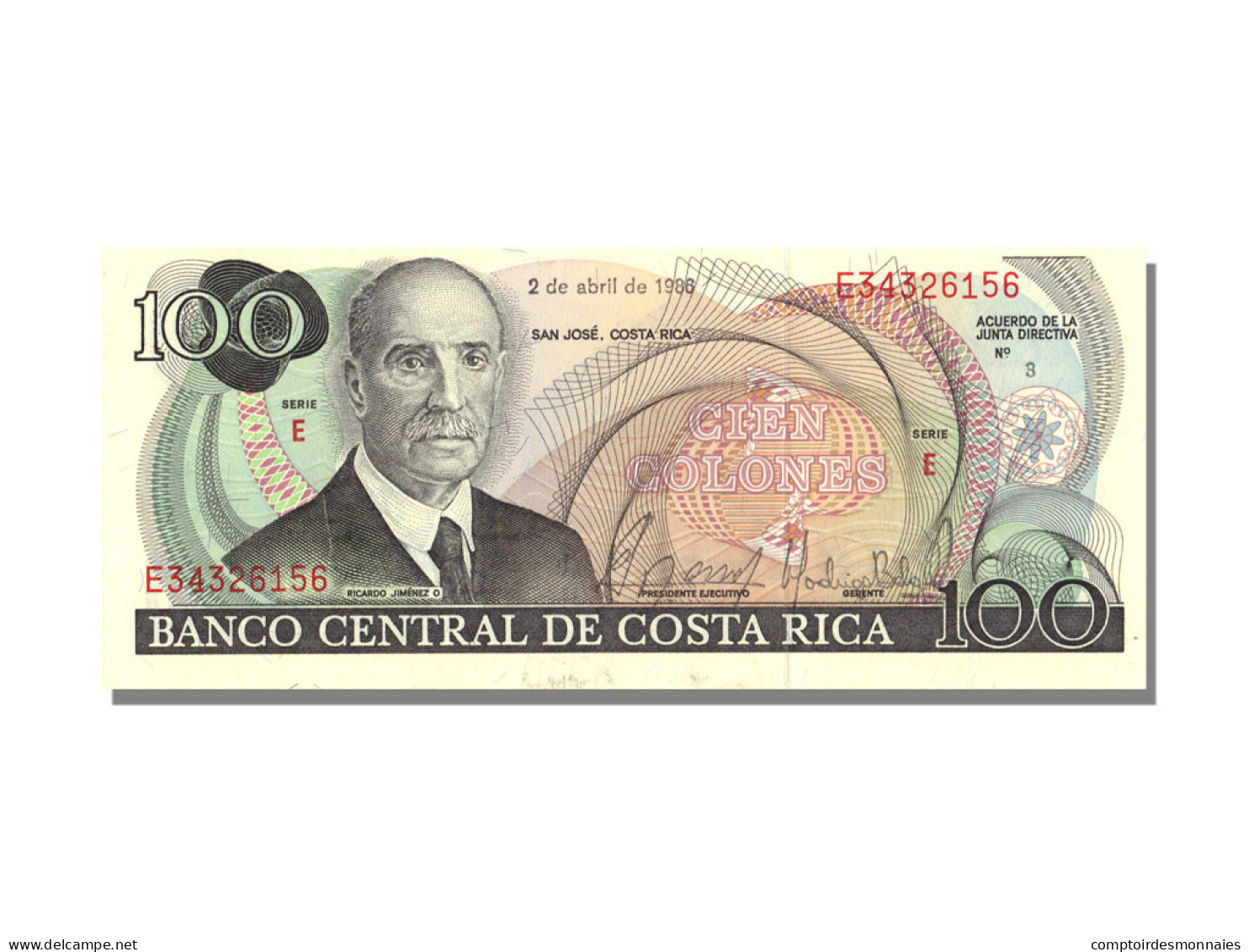 Billet, Costa Rica, 100 Colones, 1986, 1986-04-02, KM:248b, NEUF - Costa Rica