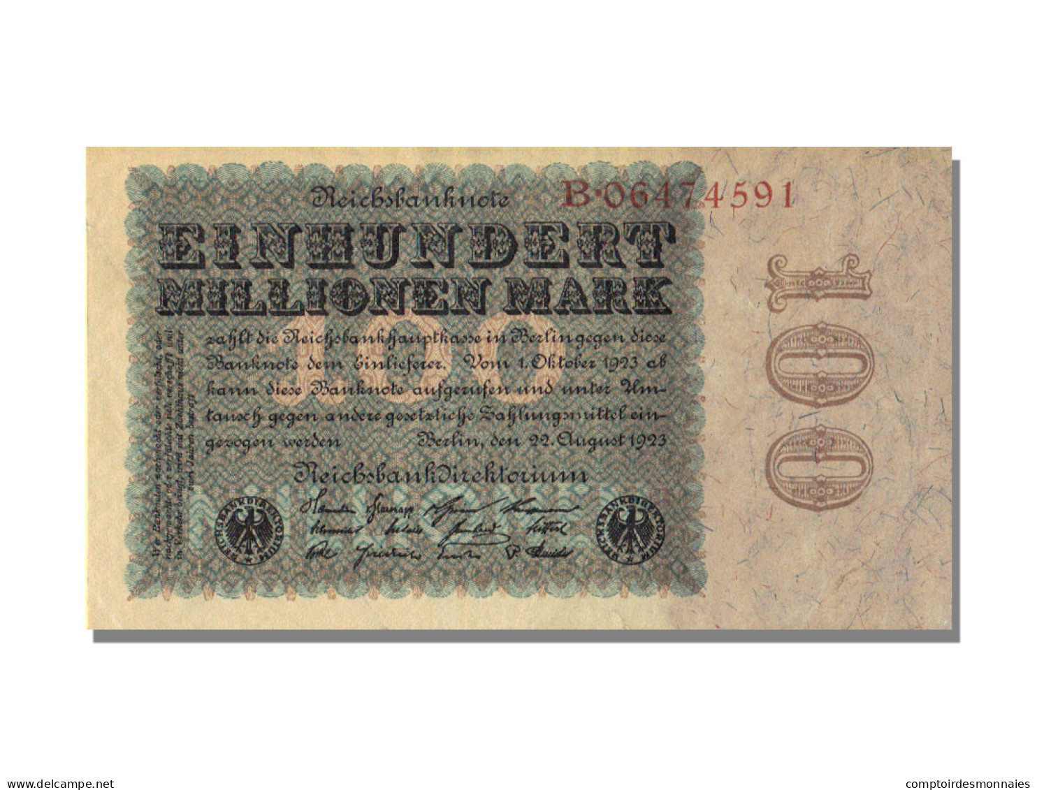 Billet, Allemagne, 100 Millionen Mark, 1923, 1923-08-22, SPL - Sonstige & Ohne Zuordnung