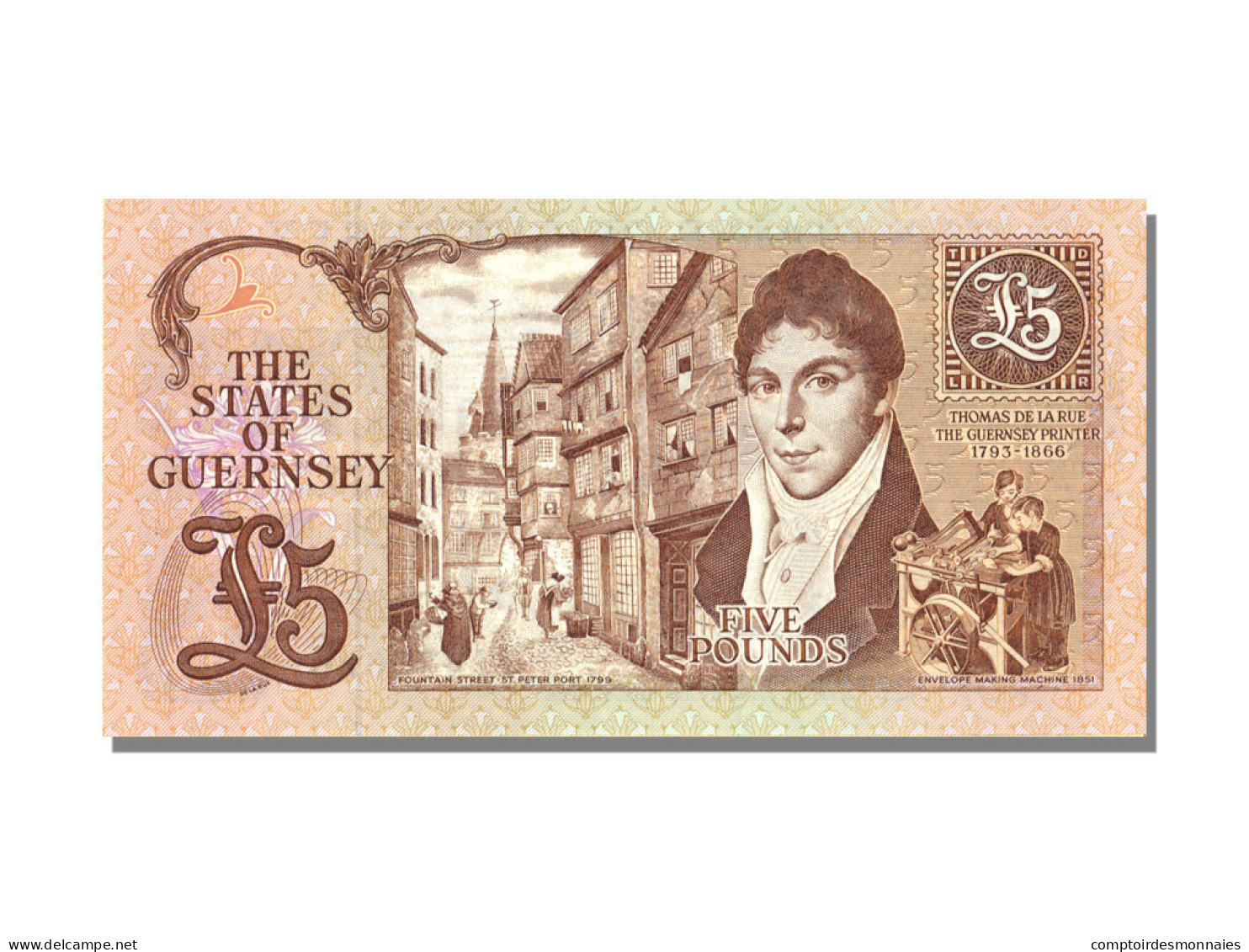 Billet, Guernsey, 5 Pounds, KM:53a, NEUF - Guernesey