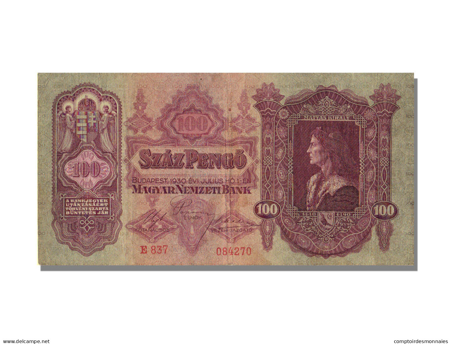 Billet, Hongrie, 100 Pengö, 1930, 1930-07-01, SUP - Hongrie