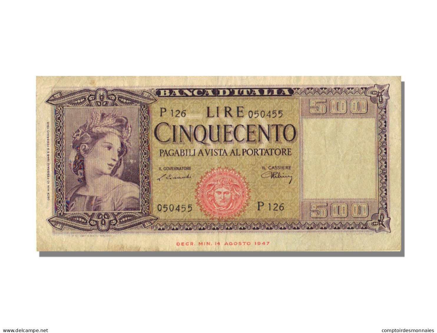 Billet, Italie, 500 Lire, 1948, 1948-02-10, KM:80a, TTB - 500 Lire