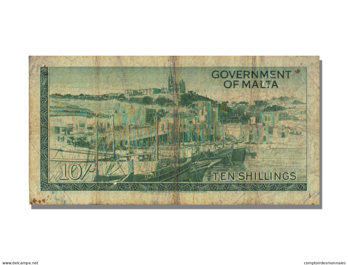 Billet, Malte, 10 Shillings, 1949, KM:25a, TB+ - Malte