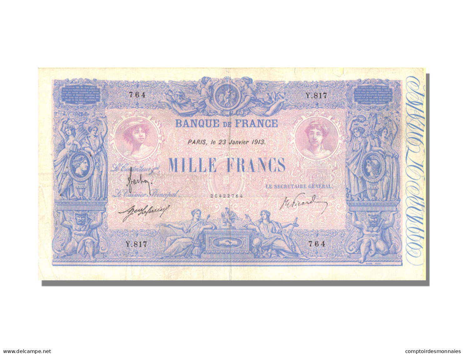 Billet, France, 1000 Francs, 1 000 F 1889-1926 ''Bleu Et Rose'', 1913 - 1 000 F 1889-1926 ''Bleu Et Rose''